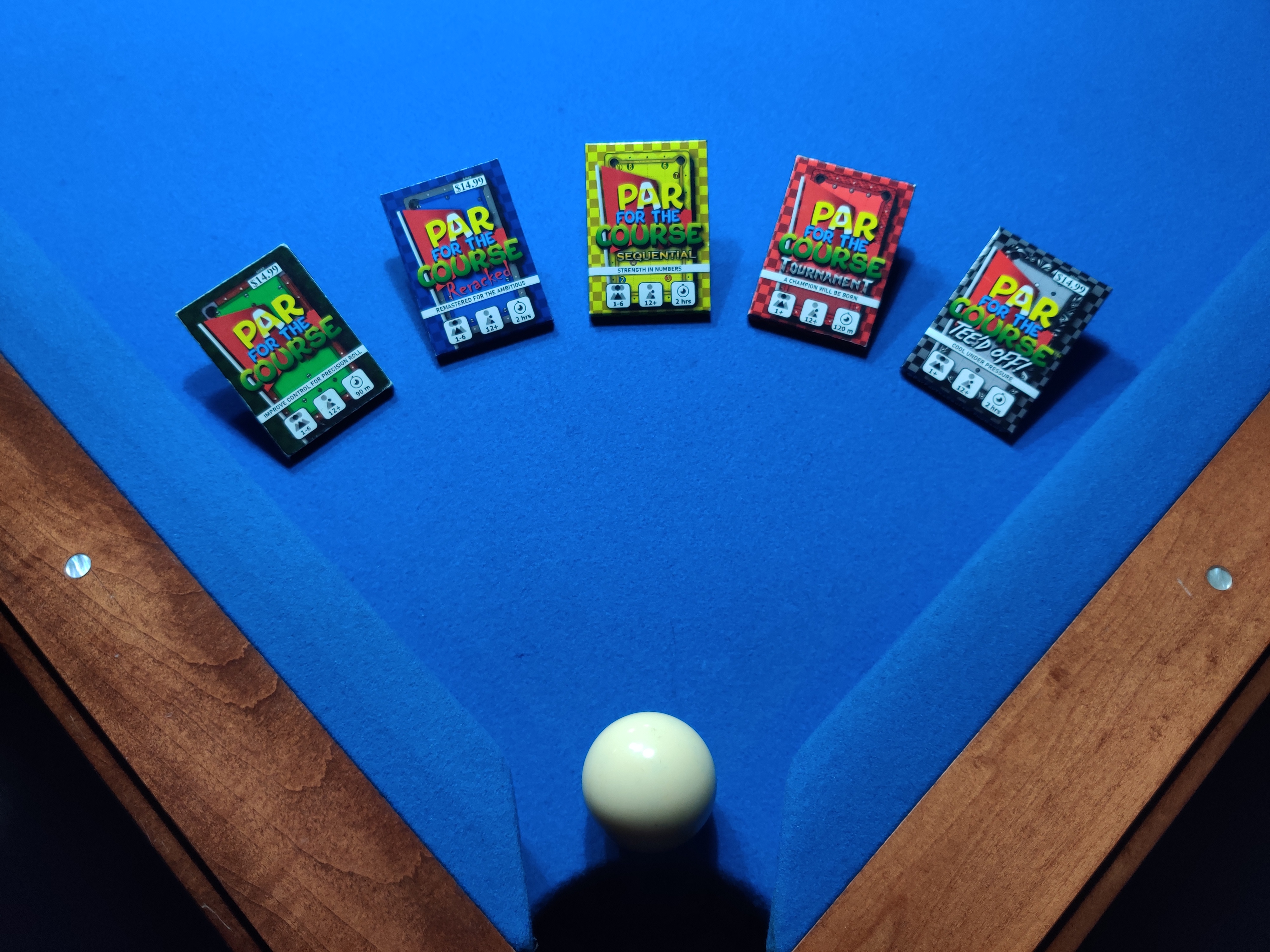 Par for the Course training game set up on a pool table